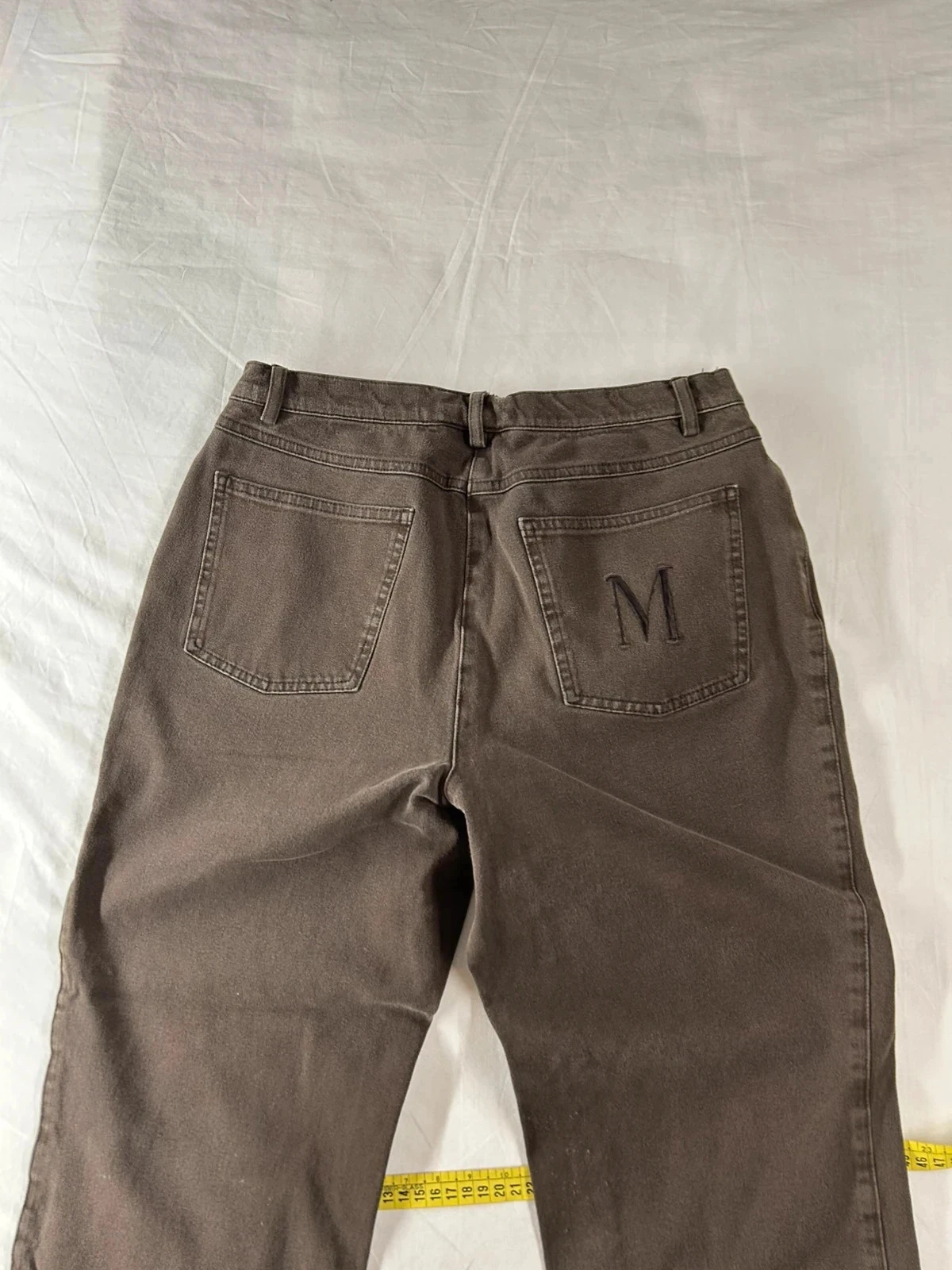 Gevlochten vintage bruine beige wijde jean met print M – photo 11